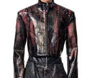 Mens Stand Up Collar Leather Jacket