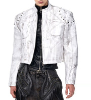 Mens Stand Up Collar Leather Jacket