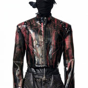 Mens Stand Up Collar Leather Jacket