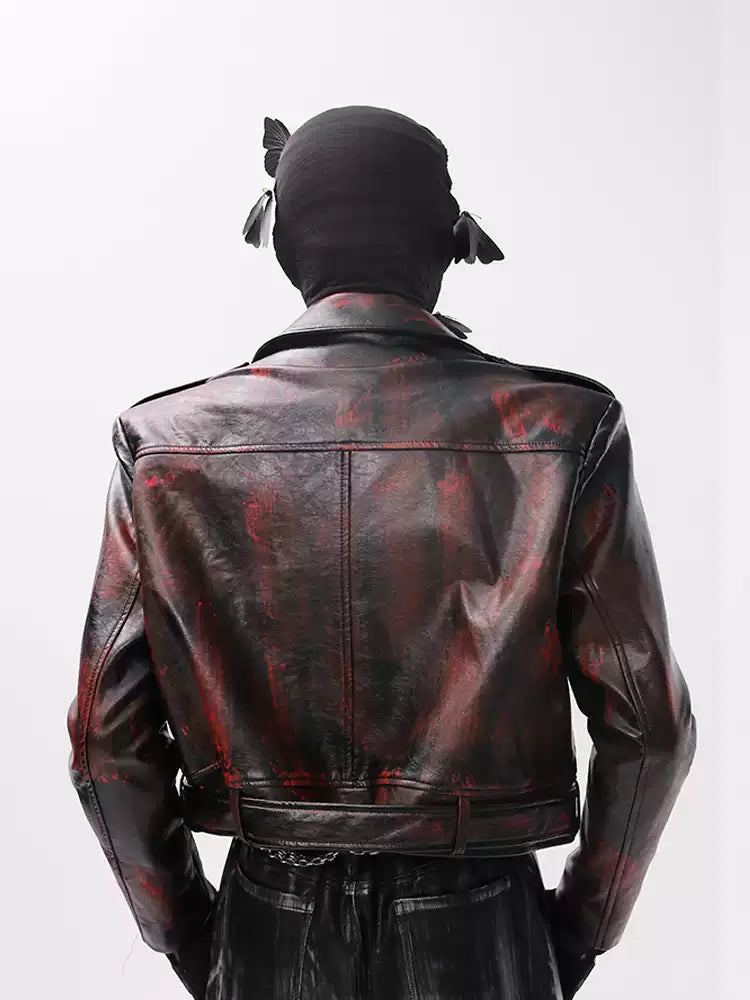 Red Punk Biker-style Leather