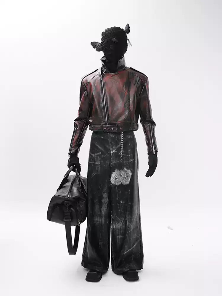 Red Punk Biker-style Leather